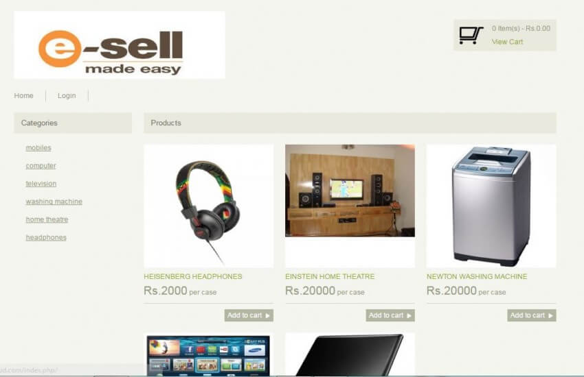 esell - A Dummy Ecommerce Script